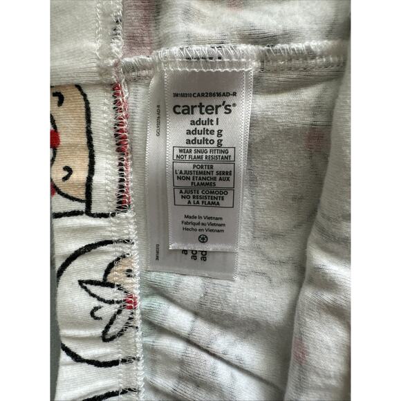 Carters Adult Large Pajama Pant SetCrew Neck Long Sleeve Pullover White EUC - Picture 6 of 7